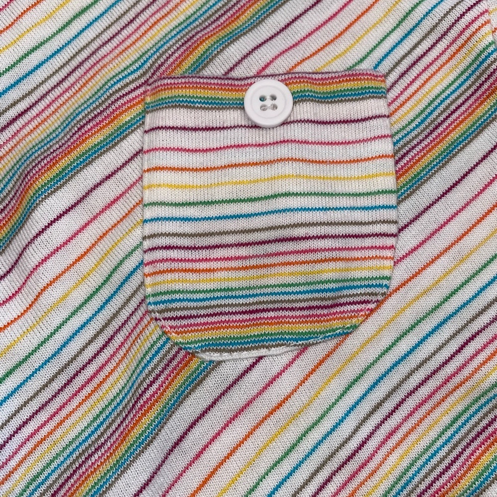 Vintage Sears rainbow striped LS fitted button up with pocket. Rare find!